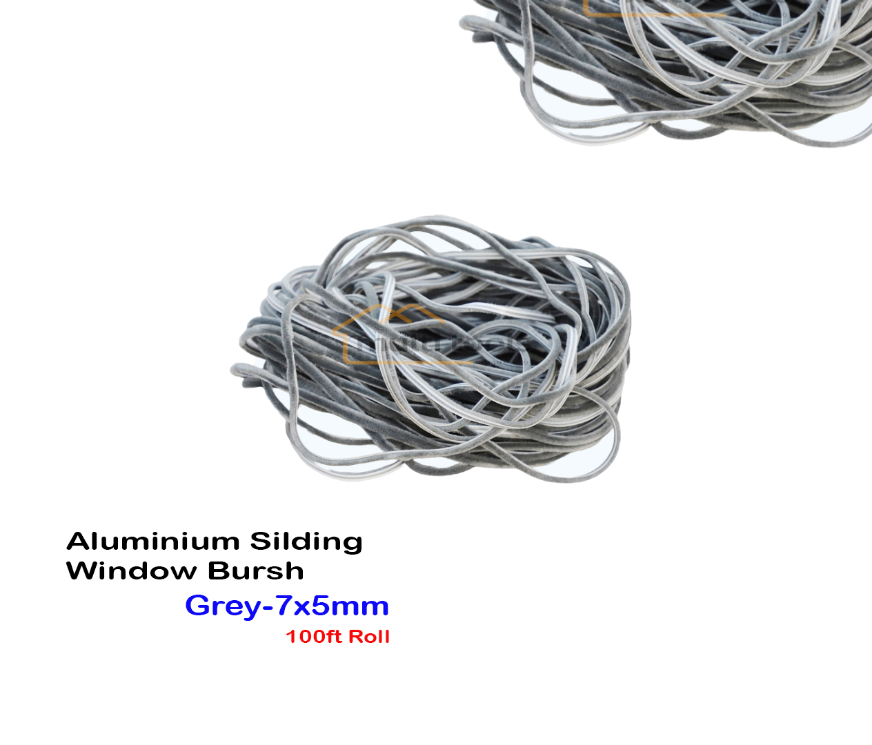 7mm X 5mm X 100ft Window Door Weatherstrip Brush Grey Seal Strip
